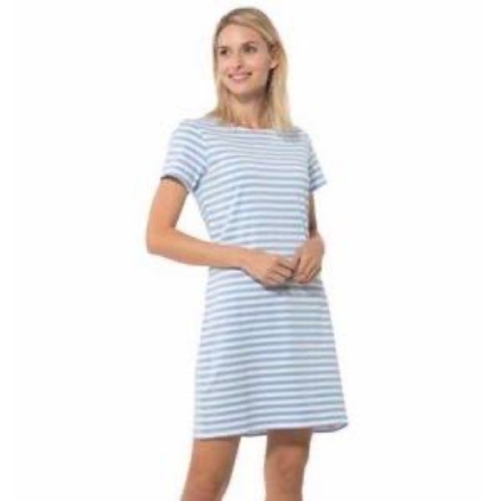 Sail to Sable Striped Dress Above Knee Blue & White Size S